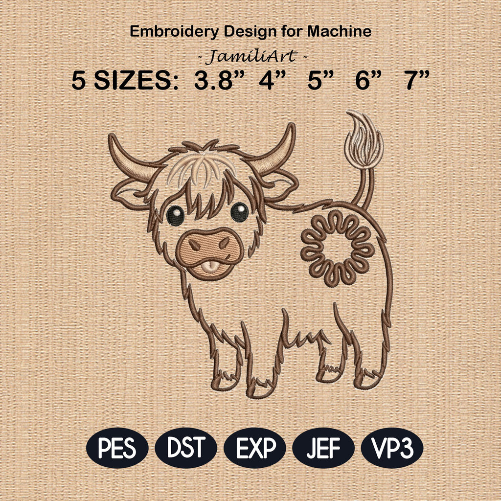 Cute Highland Cow Butt Bag Tie Embroidery Design, Funny Cow Butt Applique, Bread Bag Clip In The Hoop, Highland Cow File, Digital Download - image 3
