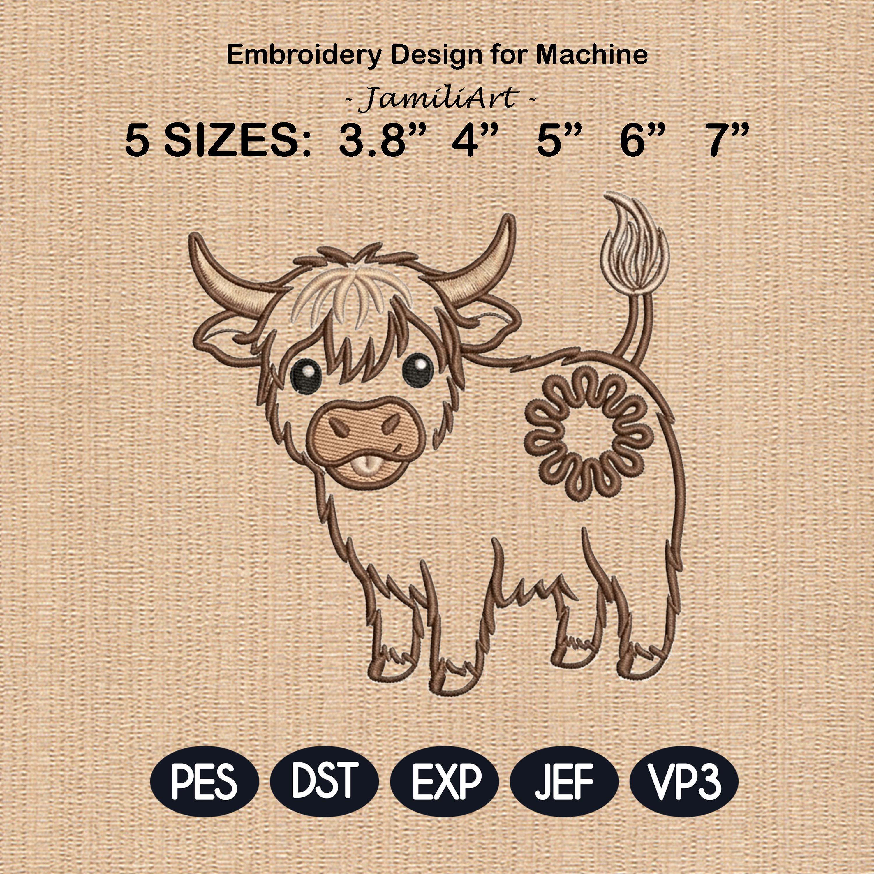 Cute Highland Cow Butt Bag Tie Embroidery Design, Funny Cow Butt Applique, Bread Bag Clip In The Hoop, Highland Cow File, Digital Download - image 3