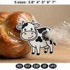 Cute Dairy Cow Butt Bag Tie Embroidery Design, Funny Cow Butt Applique, Bread Bag Clip In The Hoop, Holstein Cow Pattern, Digital Download