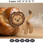 Cute Lion Butt Bag Tie Embroidery Design, Funny Lion Butt Applique, Bread Bag Clip In The Hoop, Safari Animal Embroidery, Digital Download