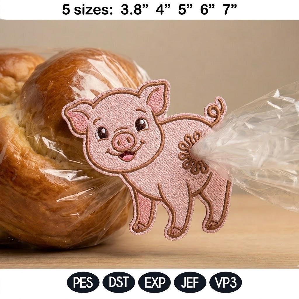 Cute Farm Animal Butt Bag Tie Embroidery Bundle, Funny Barnyard Applique, Bread Bag Clip In The Hoop, Chicken Cow Pig Embroidery File - image 5