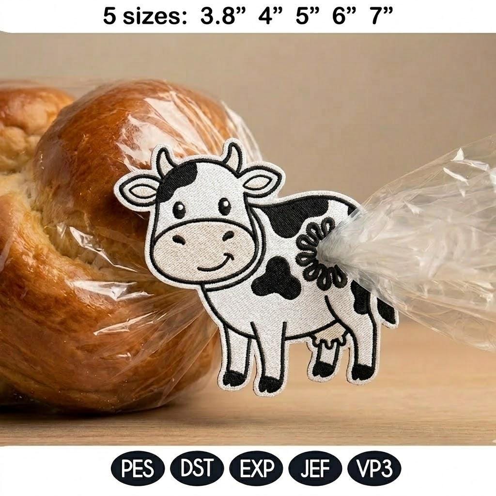 Cute Farm Animal Butt Bag Tie Embroidery Bundle, Funny Barnyard Applique, Bread Bag Clip In The Hoop, Chicken Cow Pig Embroidery File - image 7