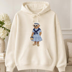 Preppy Teddy Bear Girl Embroidery Design, Coastal Summer Bear Machine Embroidery File, Fashion Teddy Bear, 5 sizes, Digital Download - image 3