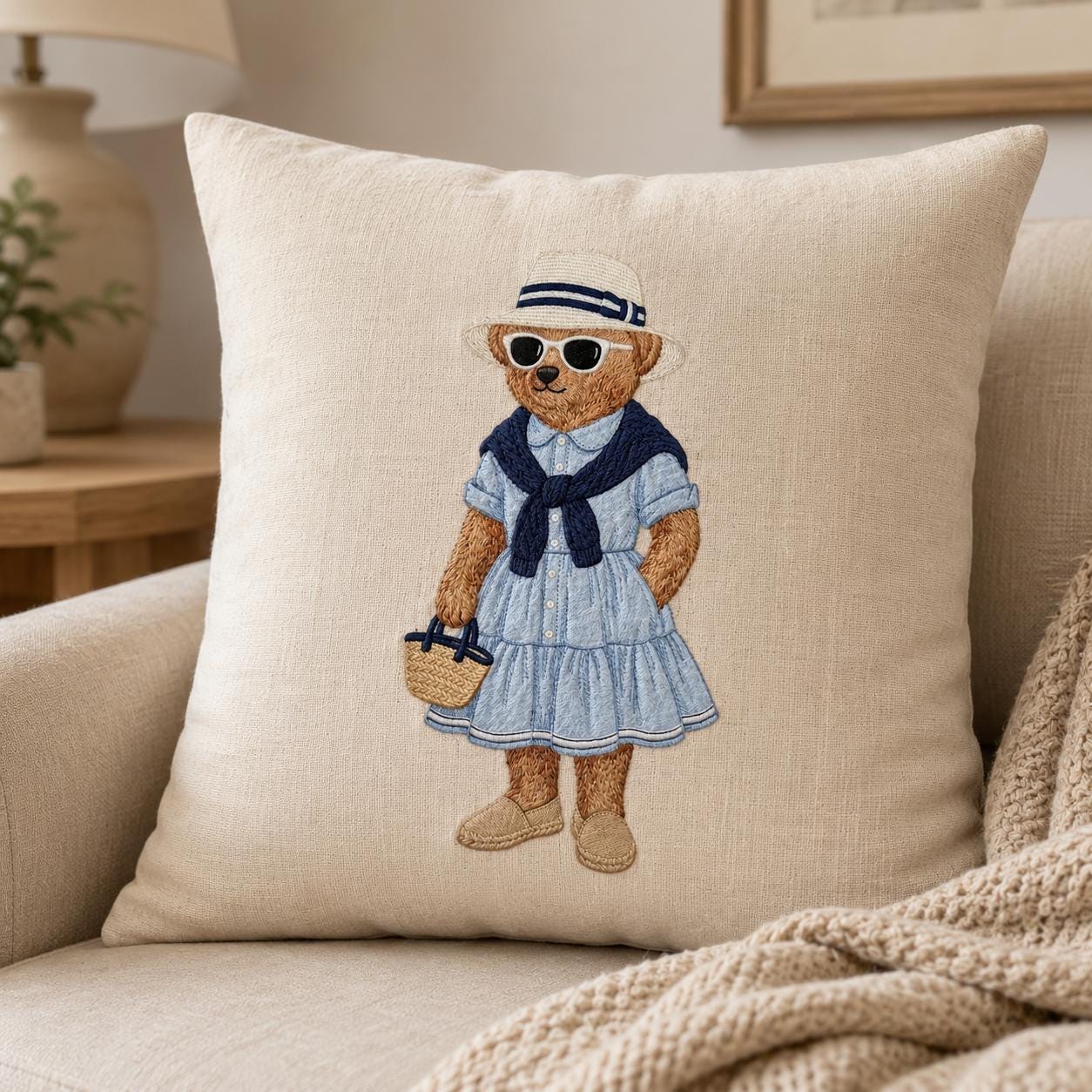 Coastal Teddy Bear Couple Embroidery Design Bundle, Preppy Summer Bear Machine Embroidery, Beach Vacation Teddy, 5 sizes, Digital Download - image 7