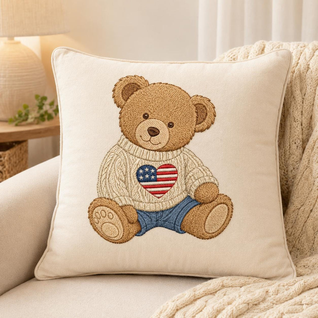 Patriotic Teddy Bear Embroidery Design, American Flag Baby Bear Machine Embroidery, Preppy 4th Of July Stitch File, 5 sizes Digital Download - image 6