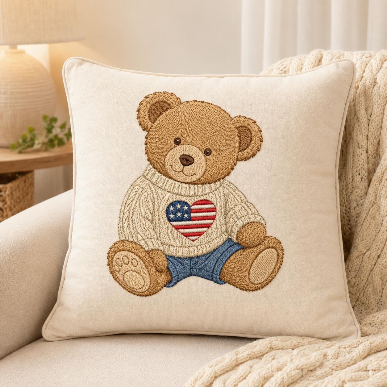 Patriotic Teddy Bear Embroidery Design, American Flag Baby Bear Machine Embroidery, Preppy 4th Of July Stitch File, 5 sizes Digital Download - image 6