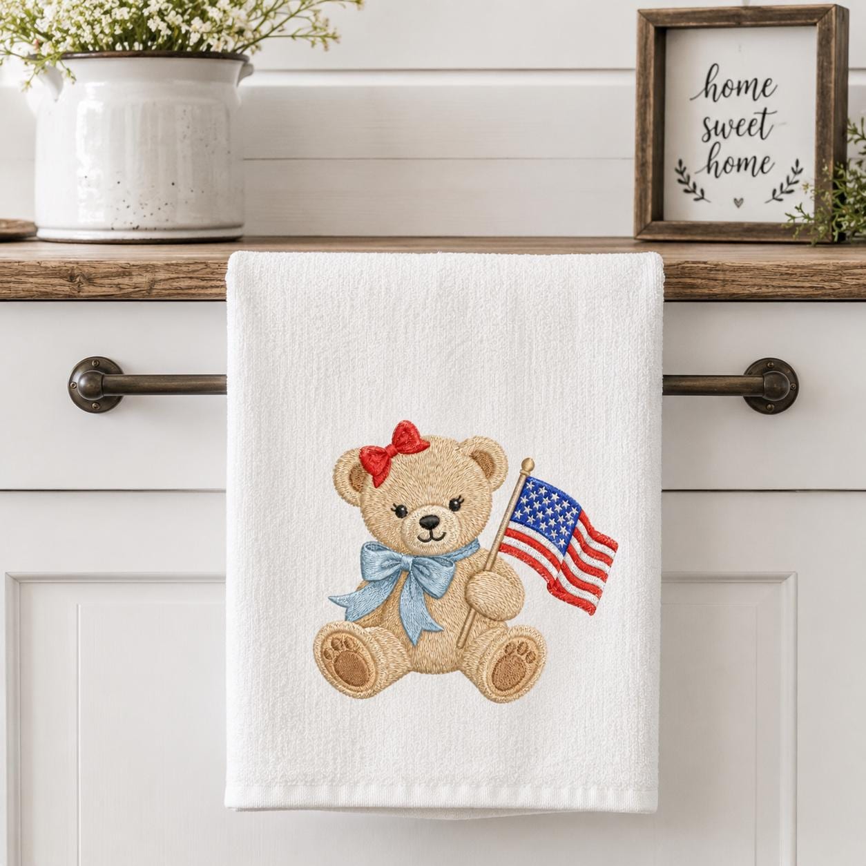 Patriotic Teddy Bear Embroidery Design, 4th of July Bear Machine Embroidery File, USA Flag Stitch Pattern, 5 sizes, Digital Download - image 7