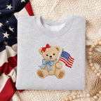 Patriotic Teddy Bear Embroidery Design, 4th of July Bear Machine Embroidery File, USA Flag Stitch Pattern, 5 sizes, Digital Download - image 4