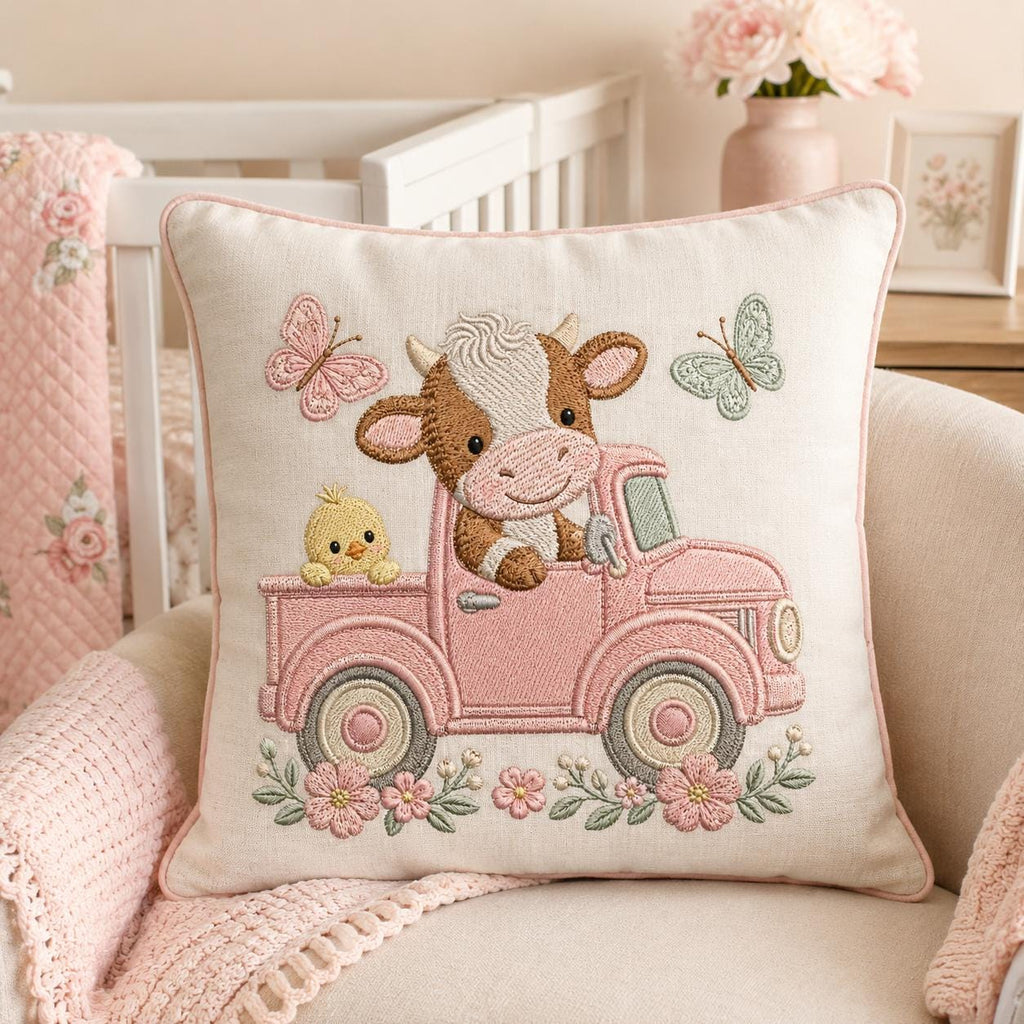 Cow Pickup Embroidery Design, Baby Farm Nursery Machine Embroidery File, Cute Cow Duck Truck Stitch, 5 sizes, Digital Download - image 7