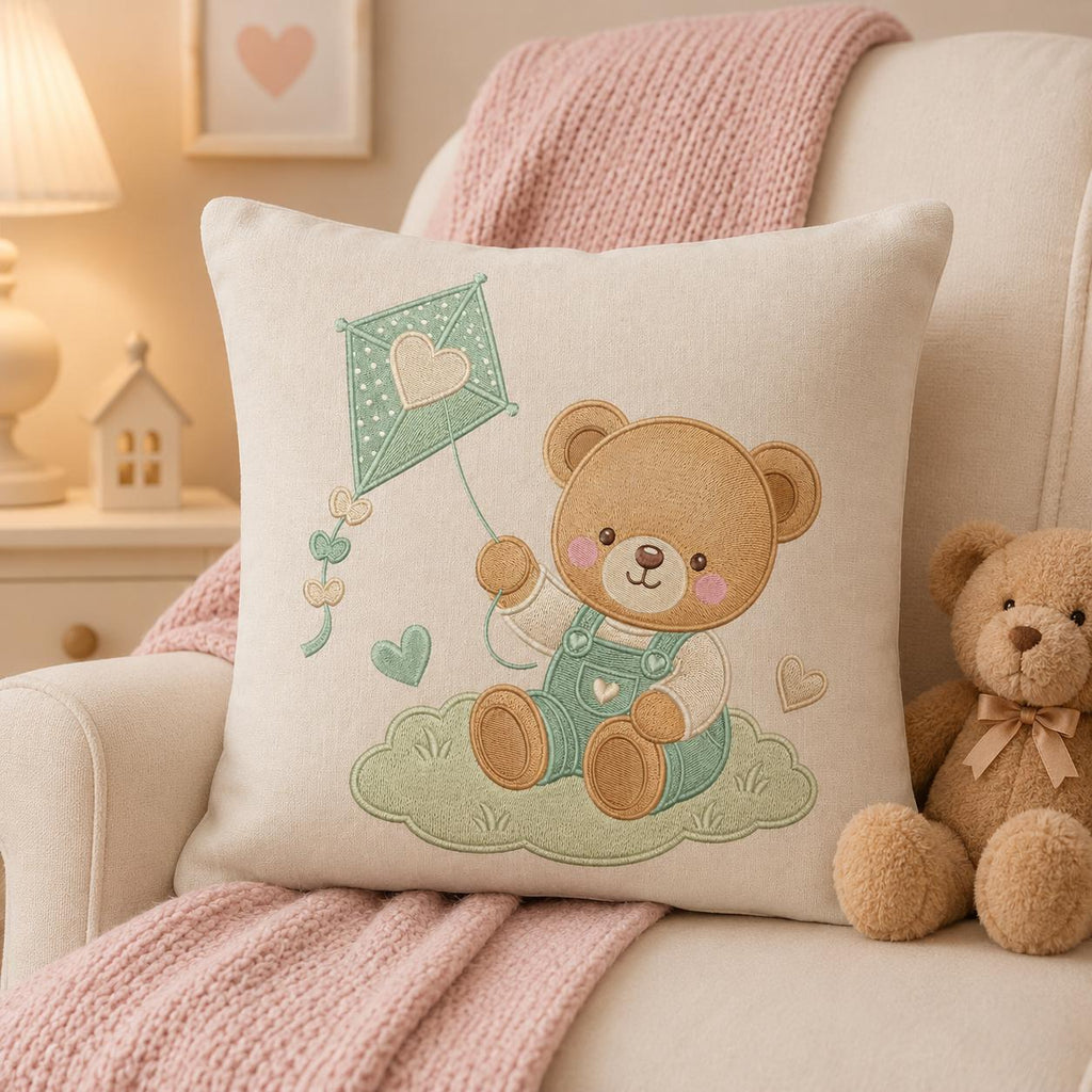Teddy Bear Kite Embroidery Design, Cute Baby Bear Flying Kite Machine Embroidery File, Nursery Kids Decor, 5 sizes, Digital Download - image 5