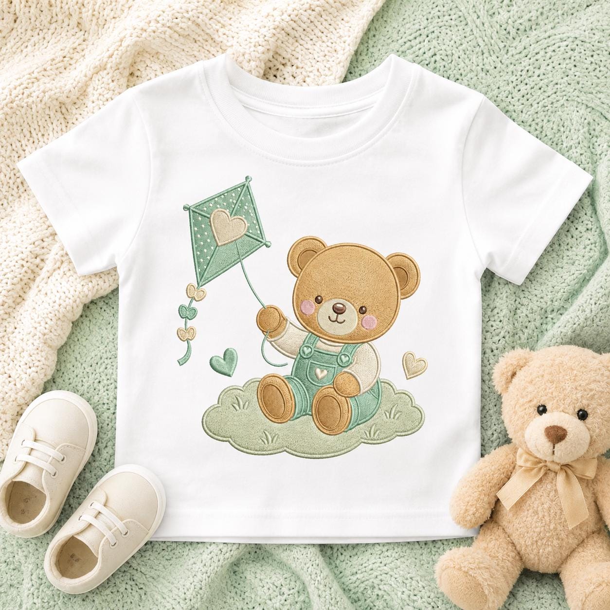 Teddy Bear Kite Embroidery Design, Cute Baby Bear Flying Kite Machine Embroidery File, Nursery Kids Decor, 5 sizes, Digital Download - image 7