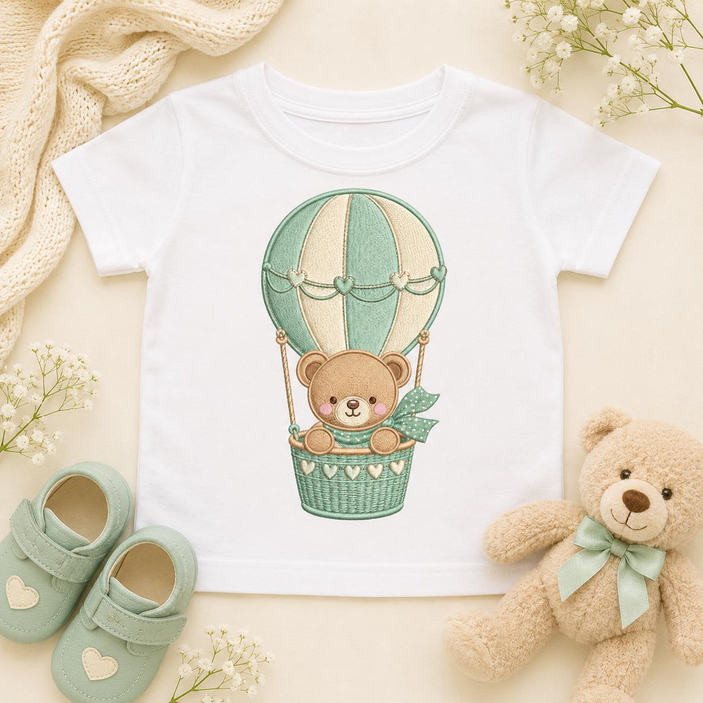Teddy Bear Hot Air Balloon Embroidery Design, Cute Nursery Baby Bear Machine Embroidery, Kids Room Decor Stitch, 5 sizes, Digital Download - image 5