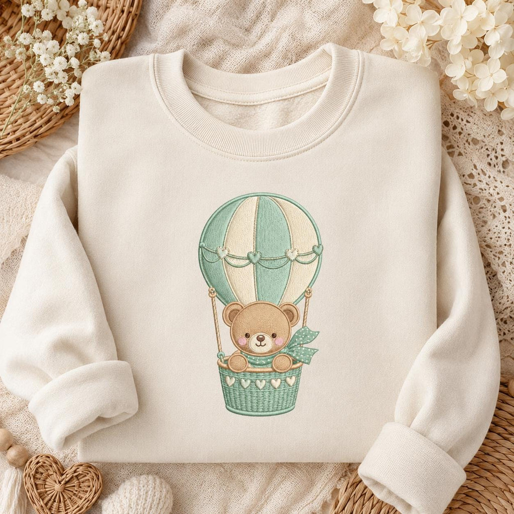 Teddy Bear Hot Air Balloon Embroidery Design, Cute Nursery Baby Bear Machine Embroidery, Kids Room Decor Stitch, 5 sizes, Digital Download - image 3