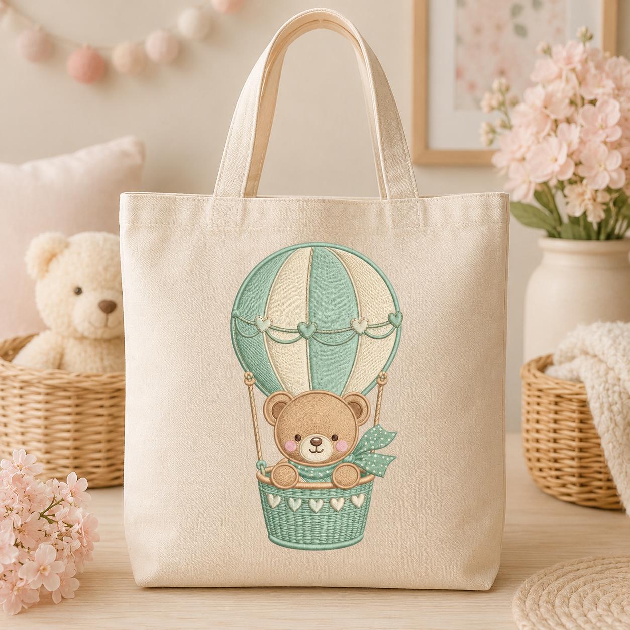 Teddy Bear Hot Air Balloon Embroidery Design, Cute Nursery Baby Bear Machine Embroidery, Kids Room Decor Stitch, 5 sizes, Digital Download - image 4