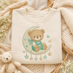 Teddy Bear Moon Embroidery Design, Cute Baby Bear Crescent Moon Machine Embroidery, Nursery Dreamy Kids Decor, 5 sizes, Digital Download - image 3