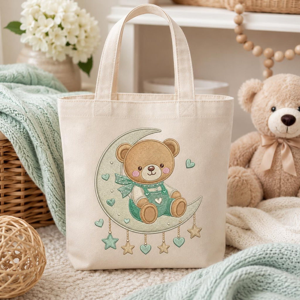 Teddy Bear Moon Embroidery Design, Cute Baby Bear Crescent Moon Machine Embroidery, Nursery Dreamy Kids Decor, 5 sizes, Digital Download - image 6