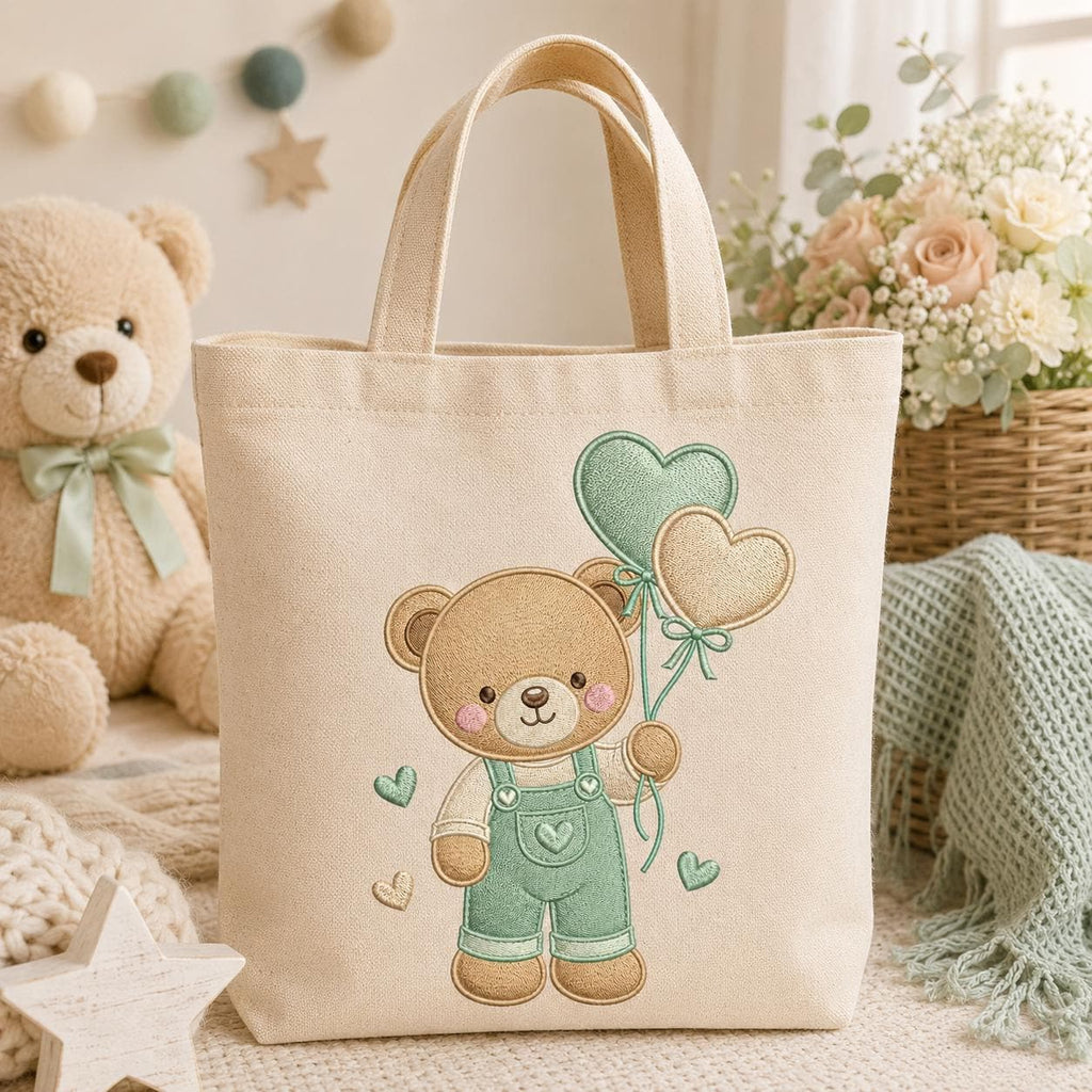 Teddy Bear Heart Balloons Embroidery Design, Cute Baby Bear Machine Embroidery File, Nursery Kids Decor, 5 sizes, Digital Download - image 4