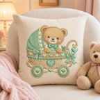 Teddy Bear Baby Stroller Embroidery Design, Cute Nursery Bear Pram Machine Embroidery, Baby Shower Kids Decor, 5 sizes, Digital Download - image 6