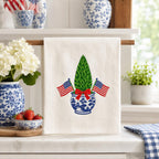 Patriotic Chinoiserie Boxwood Tree Embroidery Design, 4th of July American Flag Topiary Machine Embroidery File, 5 sizes, Digital Download - image 4