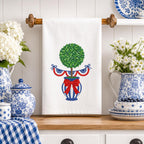 Patriotic Topiary Embroidery Design, 4th of July Chinoiserie Vase Machine File, American Bunting Bow Stitch, 5 sizes, Digital Download - image 4