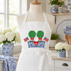 Double Boxwood Tree Embroidery Design, Patriotic Chinoiserie Planter Machine File, 4th July Flag Bow Topiary, 5 sizes, Digital Download - image 6