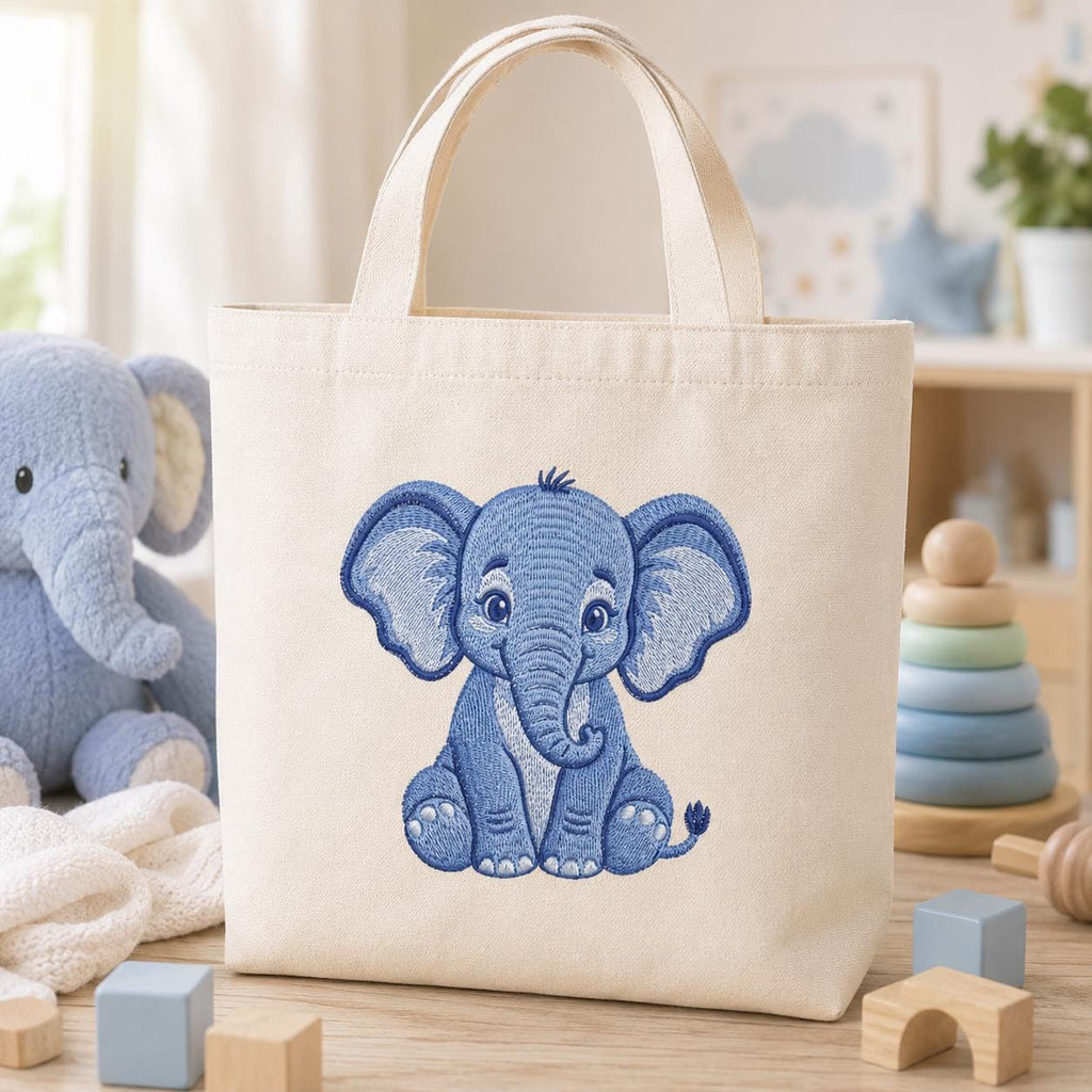 Chinoiserie Elephant Embroidery Design, Blue Safari Animal Machine Embroidery File, Preppy Nursery File, 5 sizes, Digital Download - image 4