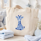 Chinoiserie Giraffe Embroidery Design, Blue Safari Animal Machine Embroidery File, Preppy Nursery File, 5 sizes, Digital Download - image 7