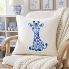 Chinoiserie Giraffe Embroidery Design, Blue Safari Animal Machine Embroidery File, Preppy Nursery File, 5 sizes, Digital Download - image 4