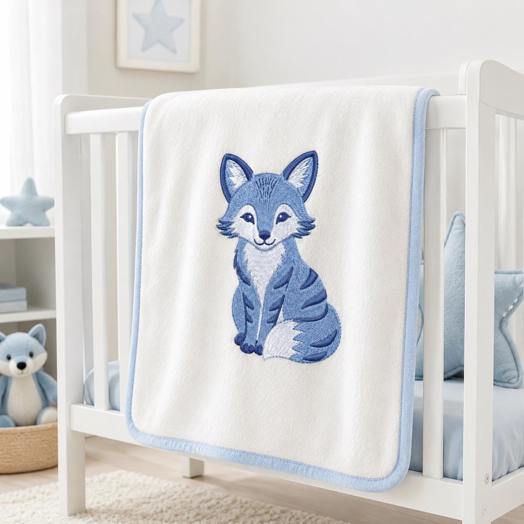 Chinoiserie Fox Embroidery Design, Blue Woodland Animal Machine Embroidery File, Preppy Nursery File, 5 sizes, Digital Download - image 7