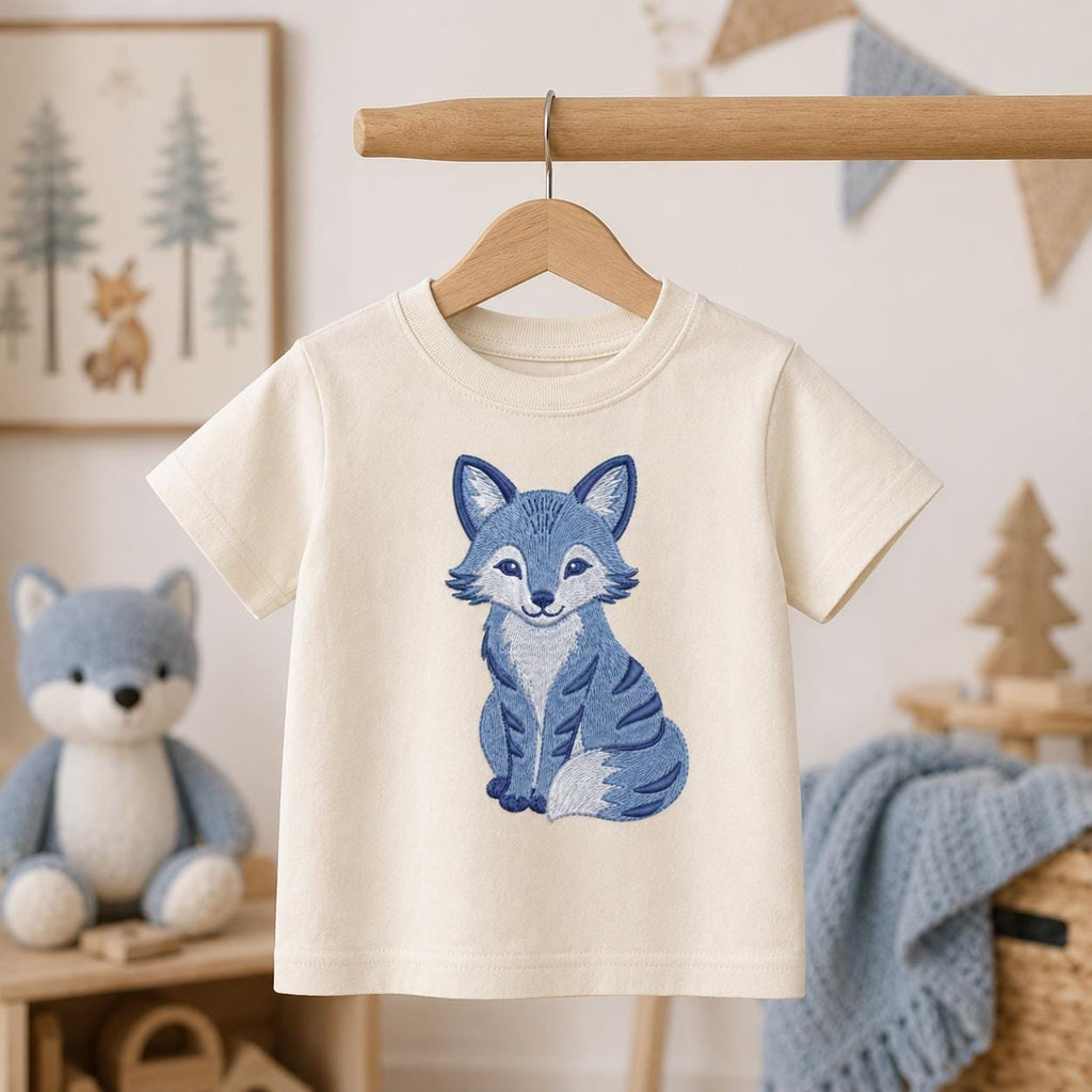 Chinoiserie Fox Embroidery Design, Blue Woodland Animal Machine Embroidery File, Preppy Nursery File, 5 sizes, Digital Download - image 3