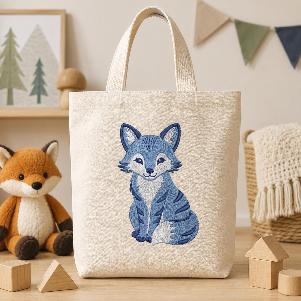 Chinoiserie Fox Embroidery Design, Blue Woodland Animal Machine Embroidery File, Preppy Nursery File, 5 sizes, Digital Download - image 4