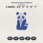 Chinoiserie Panda Embroidery Design, Blue Preppy Animal Machine Embroidery File, Cute Nursery File, 5 sizes, Digital Download