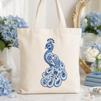 Chinoiserie Peacock Embroidery Design, Blue Bird Machine Embroidery File, Preppy Elegant Animal File, 5 sizes, Digital Download - image 4