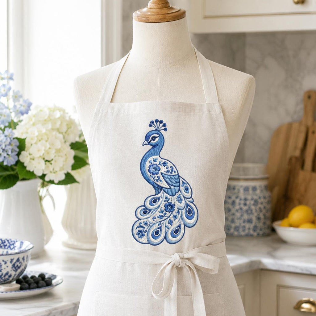 Chinoiserie Peacock Embroidery Design, Blue Bird Machine Embroidery File, Preppy Elegant Animal File, 5 sizes, Digital Download - image 6