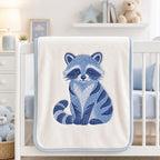 Chinoiserie Raccoon Embroidery Design, Blue Woodland Animal Machine Embroidery File, Preppy Nursery File, 5 sizes, Digital Download - image 7