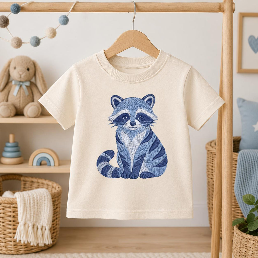 Chinoiserie Raccoon Embroidery Design, Blue Woodland Animal Machine Embroidery File, Preppy Nursery File, 5 sizes, Digital Download - image 3