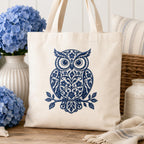 Chinoiserie Owl Embroidery Design, Blue Floral Owl Machine Embroidery File, Preppy Bird Stitch, 5 sizes, Digital Download - image 4