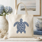 Chinoiserie Turtle Embroidery Design, Blue Floral Sea Turtle Machine Embroidery File, Coastal Preppy Stitch, 5 sizes, Digital Download - image 4