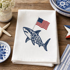 Chinoiserie Shark Embroidery Design with USA Flag, Patriotic Nautical Sea Life, 4th of July Machine Embroidery, 5 sizes, Digital Download - image 6