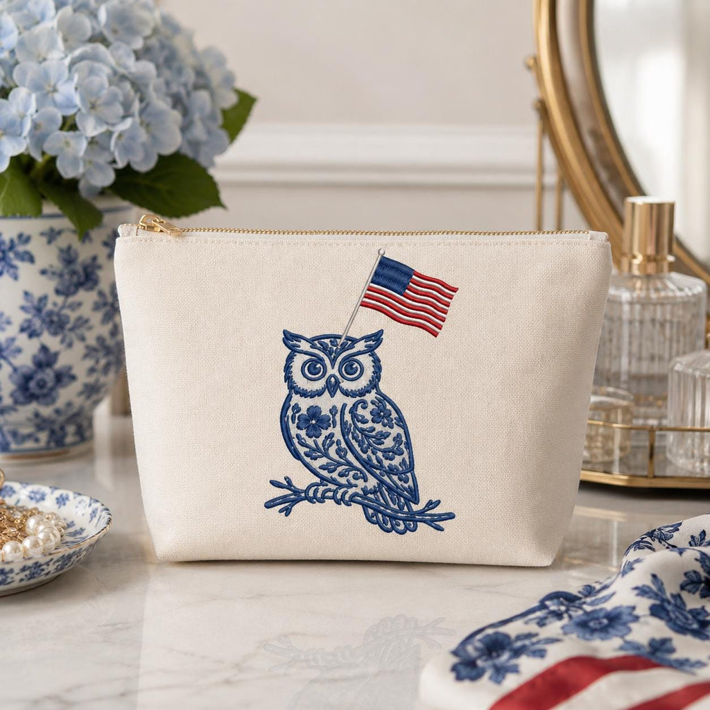 Chinoiserie Owl Embroidery Design with USA Flag, Patriotic Bird Machine Embroidery, 4th of July Animal Embroidery, 5 sizes, Digital Download - image 7