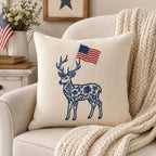Chinoiserie Deer Embroidery Design with USA Flag, Patriotic Stag Machine Embroidery, 4th of July Woodland Animal, 5 sizes, Digital Download - image 3