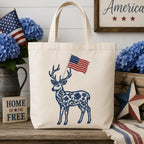 Chinoiserie Deer Embroidery Design with USA Flag, Patriotic Stag Machine Embroidery, 4th of July Woodland Animal, 5 sizes, Digital Download - image 4