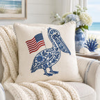 Chinoiserie Pelican Embroidery Design with USA Flag, Patriotic Coastal Bird Machine Embroidery File, 4th of July, 5 sizes, Digital Download - image 3