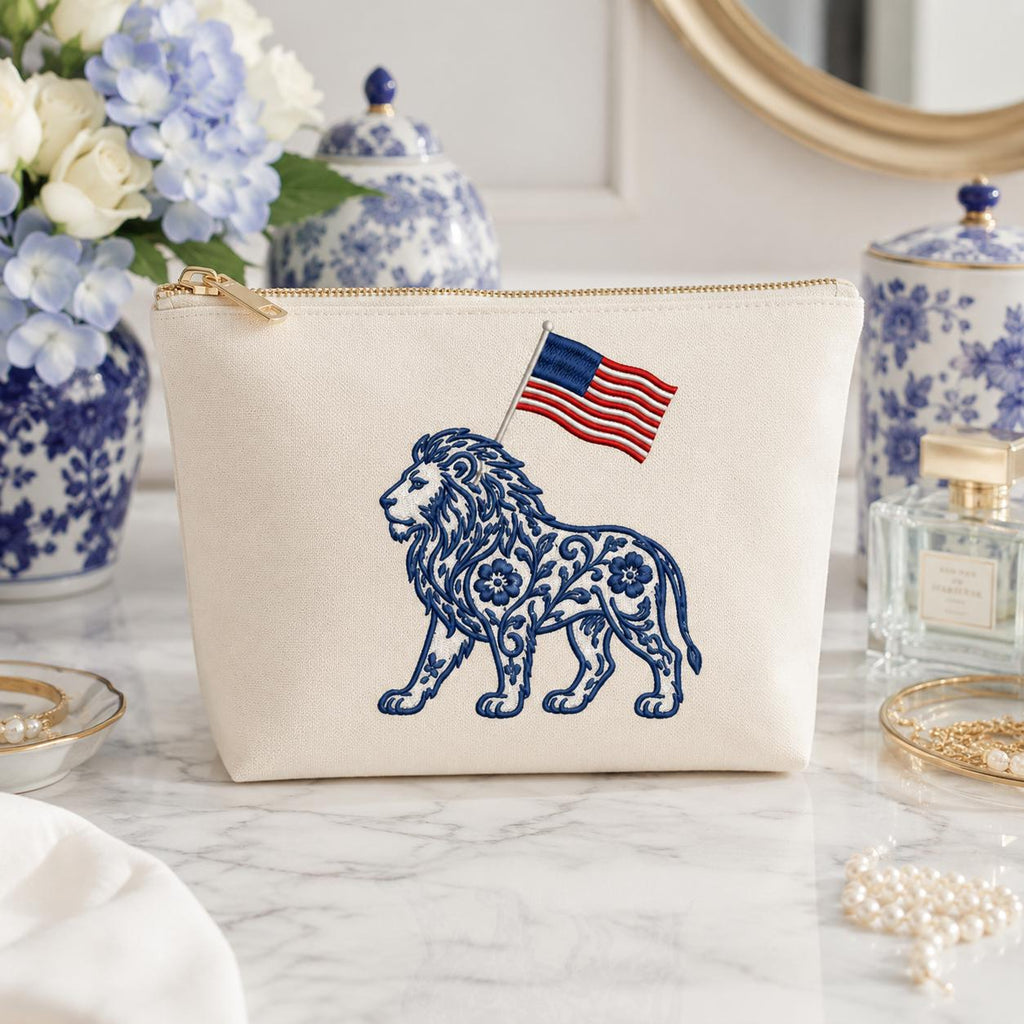 Chinoiserie Lion Embroidery Design with USA Flag, Patriotic Safari Animal Machine Embroidery File, 4th of July, 5 sizes, Digital Download - image 7