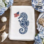 Chinoiserie Seahorse Embroidery Design with USA Flag, Patriotic Coastal Sea Life, 4th of July Machine Embroidery, 5 sizes, Digital Download - image 6
