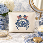 Chinoiserie Crab Embroidery Design with Crossed USA Flags, Patriotic Nautical Sea Life, 4th of July Embroidery, 5 sizes, Digital Download - image 7