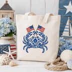 Chinoiserie Crab Embroidery Design with Crossed USA Flags, Patriotic Nautical Sea Life, 4th of July Embroidery, 5 sizes, Digital Download - image 4