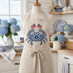 Patriotic Chinoiserie Crab Embroidery Design with USA Flags, Blue Floral Coastal Crab, 4th of July Embroidery, 5 sizes, Digital Download - image 6