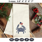 Chinoiserie Crab Embroidery Design with USA Flag, Patriotic Nautical Sea Life, 4th of July Machine Embroidery File,5 sizes, Digital Download - image 4