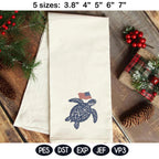 Chinoiserie Sea Turtle Embroidery Design with USA Flag, Patriotic Nautical Sea Life, 4th of July Machine Embroidery,5 sizes,Digital Download - image 5